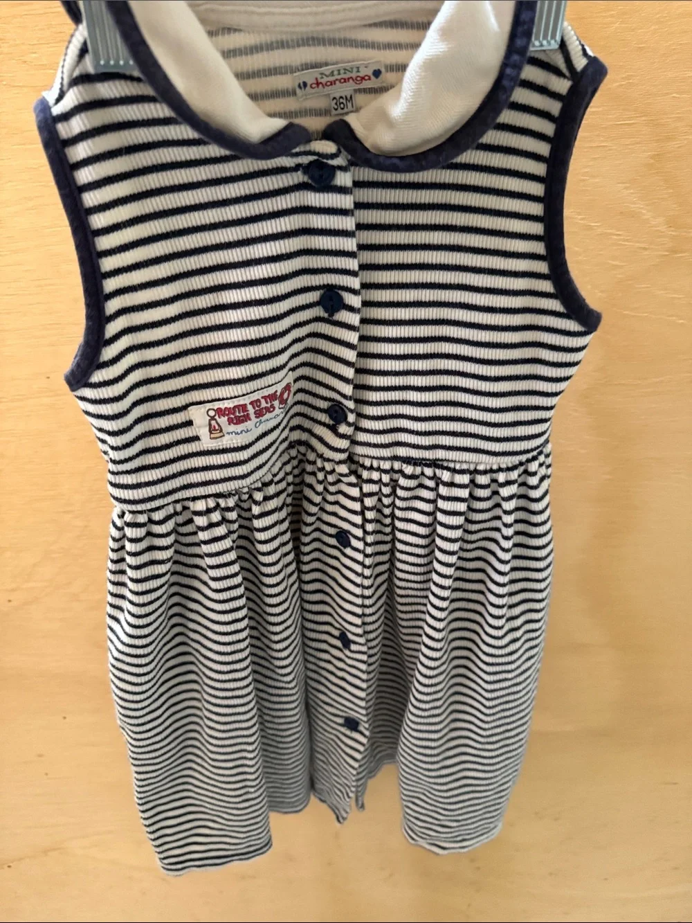 Mini CHARANGA Striped Navy and White Sleeveless Cotton Dress for Girls